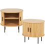 Side Tables 2 Pcs Oval Coffee Tables End Desk Bedside Table Sliding Door