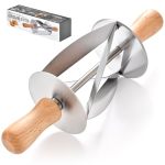 Stainless Steel Croissant Cutter Irregular Roller Cutter With Wooden Handle Useful Kitchen Baking Tool
