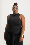 Hazel High Neck Crop Top - Black - 2XL