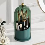 Gaxmi Makeup Brush Holder With Lid Rotating Cosmetic Organizer All Green