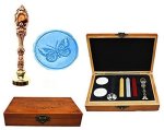 MNYR Butterfly Decorative Luxury Wood Box Rose Gold Metal Peacock Wedding Invitations Gift Card Paper Stationary Envelope Seal C