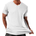 Fashion T Shirts For Men Classic Soild Color Short Sleeve Summer Tops Trendy Fitted V Neck Casual Lightweight Basic White Unders