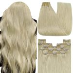 Youngsee 120G Hair Extensions Clip Ins Beige Blonde Clip In Human Hair Extensions Invisible Clip On Blonde Hair Extension Long-l