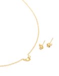 Waterproof Gold Plated Stainless Steel November Green Cubic Zirconia Birthstone Necklace & Earrings Set