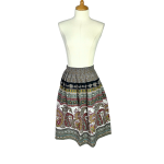 Vintage High Waist Paisley Print Midi Skirt - XS