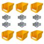 6PCS Pegboard Compatible Workshop Storage Bin- Yellow