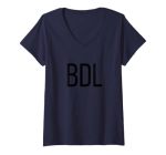 Womens Bdl Hartford Connecticut Airport Code Lists Bdl V-neck T-Shirt