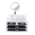 Clear Cosmetic Organiser Box With Mirror And Drawers