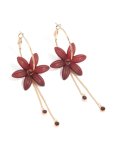 Goldair Gold Diamante Red Flower Chain Drop Earrings
