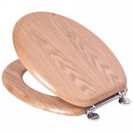 Toilet Seat Oak Mdf Chrome Bar Hinge