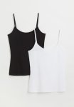 2 Pack Jersey Strappy Tops - Black white