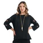 Raw-edge Ripped Top - Black Free