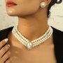 1 Set Valentine's Day Light Luxury Simple Vintage Oval Super Flash Necklace Women's French Style Ladies Set Chain Stud Earrings