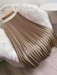 Elegant High-waist Pleated Midi Skirt For Women - Slimming A-line Design Polyester Non-sheer - Perfect For All Seasons