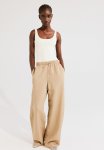Linen-blend Pull-on Trousers - Beige