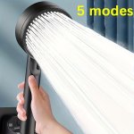 5-MODE Multifunctional High-pressure Water Saving Shower Head Handheld Unscented Strong Boost Showerhead With Power Supply Bathr