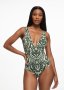 Print Uv Broad Strap Plunge V-neck Swimsuit