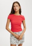 Cotton On Rosa Low Back Short Sleeve Top - Summer Red