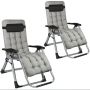 Folding Recliner Lounger Chair With Detachable Cushion -set Of 2