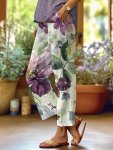 Floral Print Wide Leg Pants Casual Loose Pants For Spring & Summer Women's Clothing