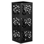 Kingrol Metal Umbrella Holder For Entryway Square Black Umbrella Stand With Hollow Design Freestanding Umbrella Rack For Umbrell