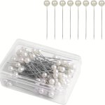100PCS White Round Pearl Headed Pins Straight Head Pins Dressmaking Dressmaker Pins Corsage Florists Sewing Pin For Wedding Flow