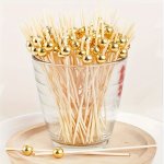 50PCS Bamboo Pearl Fruit Skewers Cake Dessert Snack Cocktail Sticks For Birthday Party Graduation Anniversary Holiday Decoration