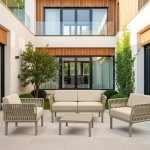 Portofino Outdoor Lounge Set - Taupe Grey And Black - Grey Black