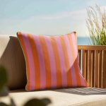 Orange And Pink Stripe Velvet Cushion