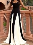 Color Block V-neck Cami Dress Elegant Sleeveless Maxi Dress For Spring & Summer Women's Clothing