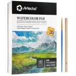 Artecho Professional A4 Watercolour Pad With Brush & Hb Pencil - 40 Sheets