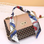MINI Scarf Decor Crossbody Bag Women's Polka Dot Print Handbag Trendy Top Handle Square Purse