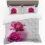 Painted Pink Rose Duvet Cover Set Double