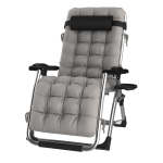 Toxiya Foldable Deck Chair Recliner Lounger Chair With Detachable Cushion - Silver Black