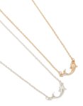 Mixed Metal Diamante Dolphin Necklaces 2-PACK