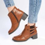 Madison Gusset Fawn Strappy Ankle Boot - Tan - 9