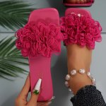 Women's Flower Design Slide Sandals Elegant Square Open Toe Summer Shoes Fashion Travel Beach Flat Slide Shoes