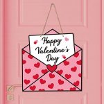 Angolio Valentine's Day Envelope Wooden Door Sign Happy Valentines Day Sign Farmhouse Decor Valentines Day Front Door Decor Love