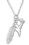 C611-C32727 - Sterling Silver Small Feather Bird & Crystal Necklace