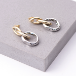 Two Toned Link Earrings - Gold Silver
