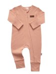 Nougat Interlock Cotton Onesie - Newborn
