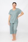 Ladies Printed Short Sleeve 3 4 Pyjama Set