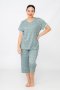 Ladies Printed Short Sleeve 3/4 Pyjama Set