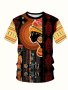 Africa Tribal Pattern Print Crew Neck Short Sleeve T-Shirt For Men Casual Summer T-Shirt For Daily Wear And Vacation Resorts