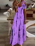 Allover Print Lace Splicing Dress Vacation Style V-neck Cold Shoulder Dress For Spring & Summer Women's Clothing