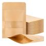 200 Piece Kraft Paper Bags Brown With Window For Food & Snack Home Storage