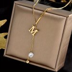M Letter Pendant Titanium Steel Necklace Female Premium Niche Design Clavicle Chain Necklace Hip-hop Accessories Halloween Chris