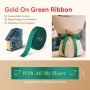 NB719 - - N1 - Satin Ribbon Set Package - 14MMX5.1M - Gold On Green