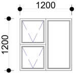 Aluminium Window PTT1212 Clear 1200×1200 Natural