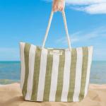 Broad Stripe Beach Bag Green